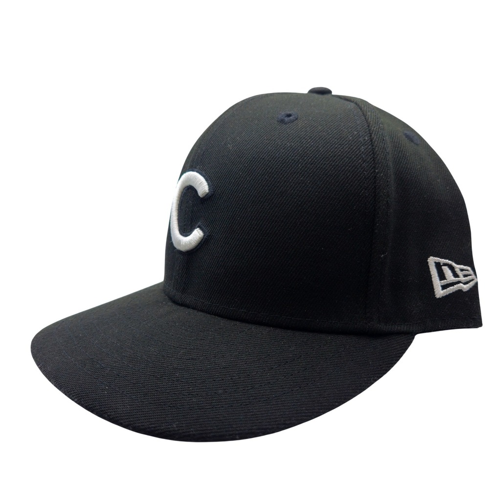 New Era 59FIFTY Chicago Cubs Black White Fitted Hat Size 7 3/8 MLB Baseball Cap - Picture 6 of 12